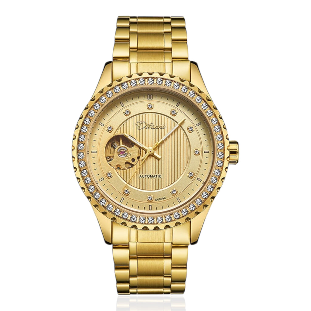 Fashionable Double Hollow Mechanical Watch Diamond High-end Men Mechanical Watch - Acquisti Online