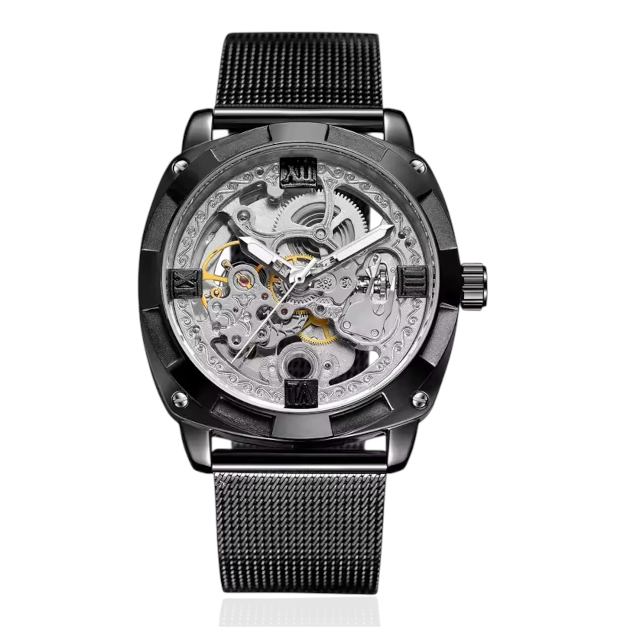 Men's Business Watches Automatic Mechanical Wristwatch with Steel Band Mechanical Watch Men Stainless Steel  30M Water Resistant Business Wristwatch
