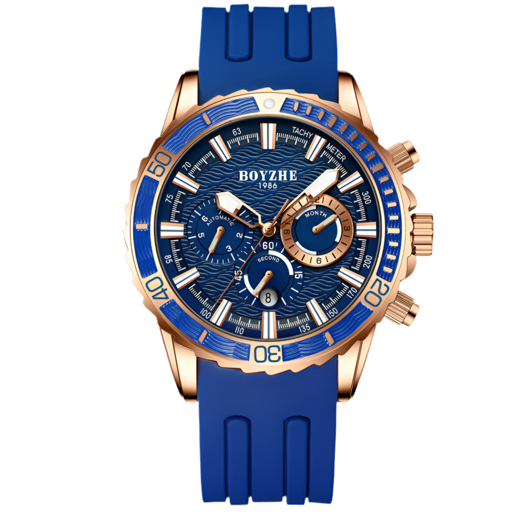 Orologio da uomo multifunzione con cinturino in silicone, orologio meccanico