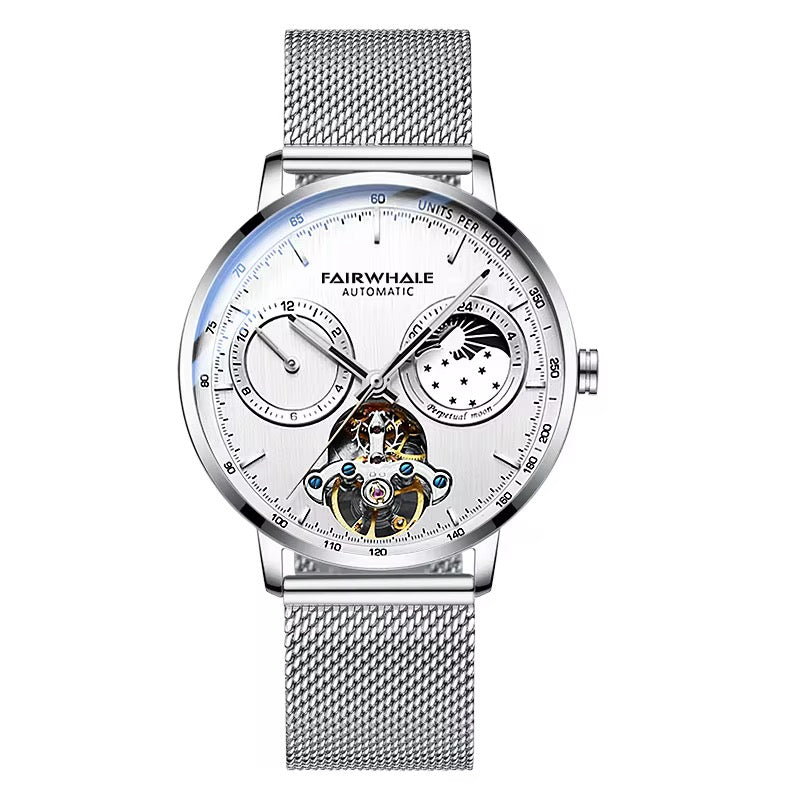 Orologio meccanico automatico da uomo Fairwale Brand, cinturino in maglia di acciaio inossidabile, orologio da uomo alla moda, impermeabile