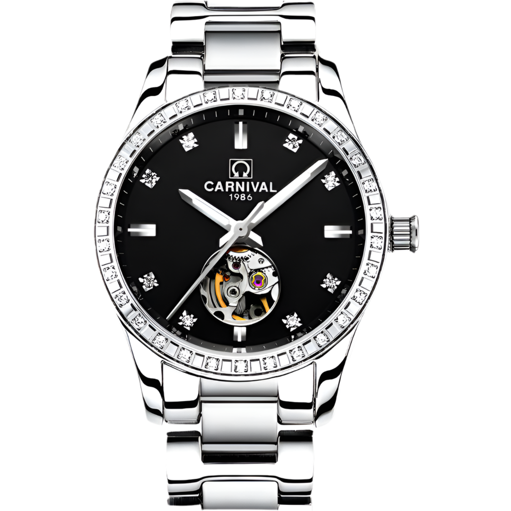 CARNIVAL Casual Ladies Automatic Mechanical Watches Luminous Waterproof Stainless Steel Strap Diamond Watch