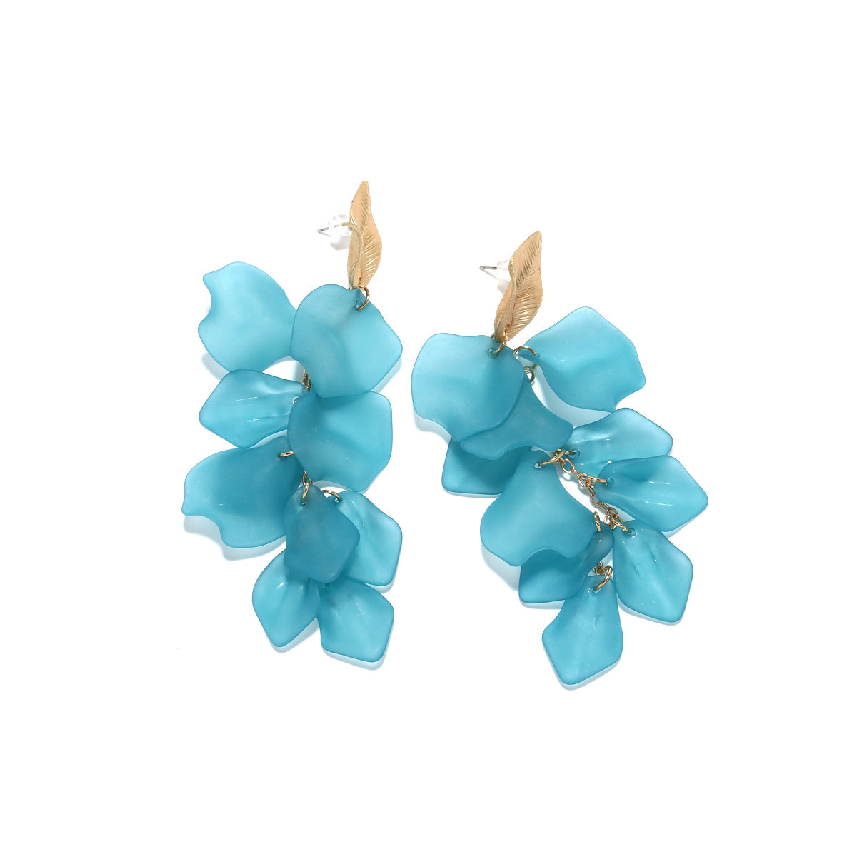 Damesoorbellen met bloemenmotief, opvallende oorbellen, elegante oorbellen met meerdere lagen harsblaadjes voor een stijlvolle uitstraling.