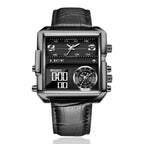 LIGE Luxury Top Brand Men's Quartz Watch Multi-Function Waterproof Watch Leather Strip Quartz Men Watch