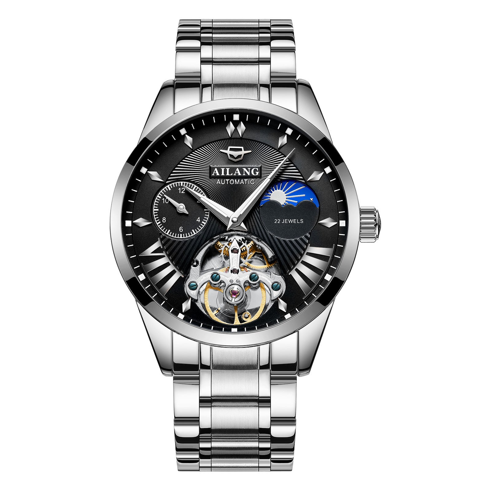 AILANG Men's Automatic Watch Leather Band Waterproof Mechanical Movement Watch Man Business Casual Watch