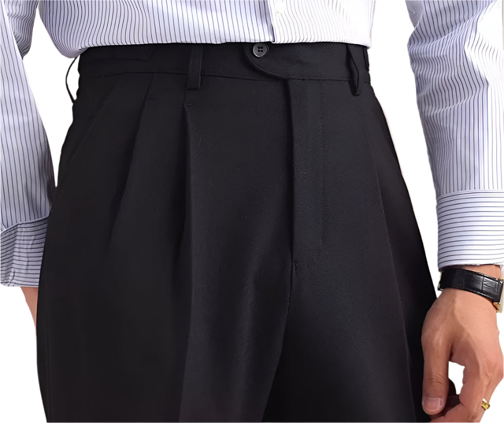Neapolitan Mesh Wool Breathable Straight Loose Suit  Men's Pants