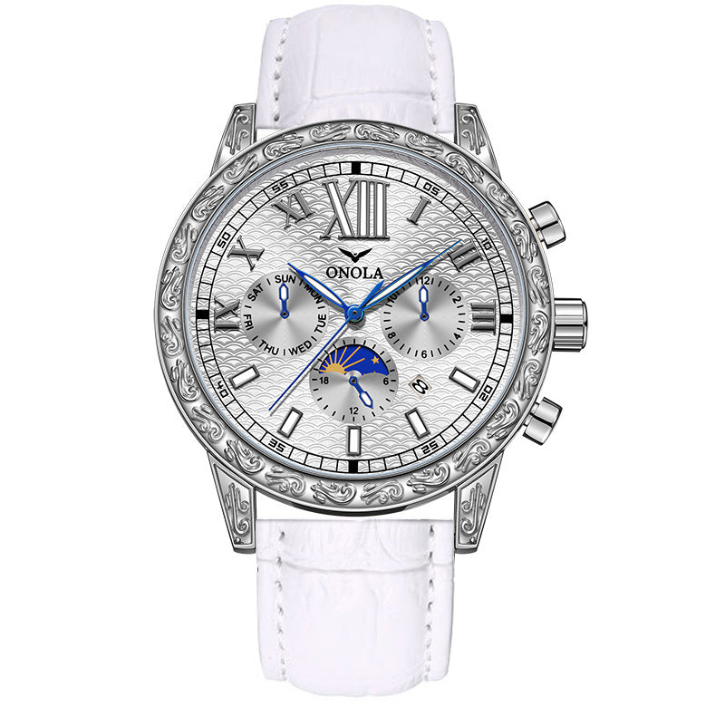 Orologio da uomo ONOLA di lusso, automatico, in oro, con movimento meccanico, luminoso, impermeabile 30 m, cinturino in pelle