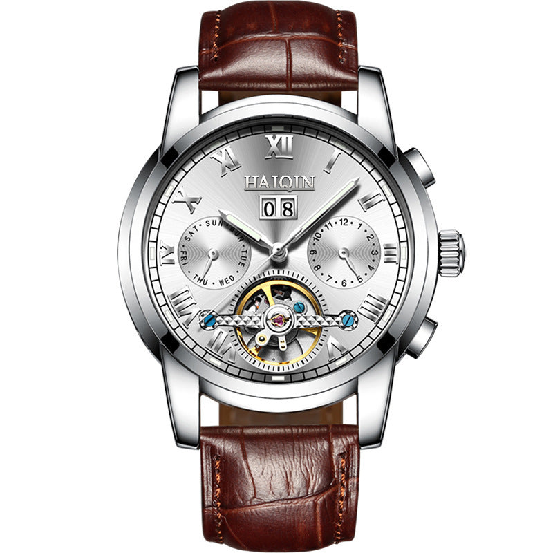 Orologio meccanico automatico da uomo con tourbillon cavo luminoso e impermeabile alla moda