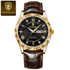 POEDAGAR Luxury Business Men's Wrist Watch Waterproof Luminous Date Week Men's Watch for Men Quartz Watch Leather Men's Watches reloj