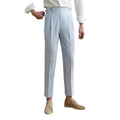 Men's Fashionable Business Casual Formal Pants Solid Color High Waist Straight Blue Striped Men's Casual Pants - Acquisti Online