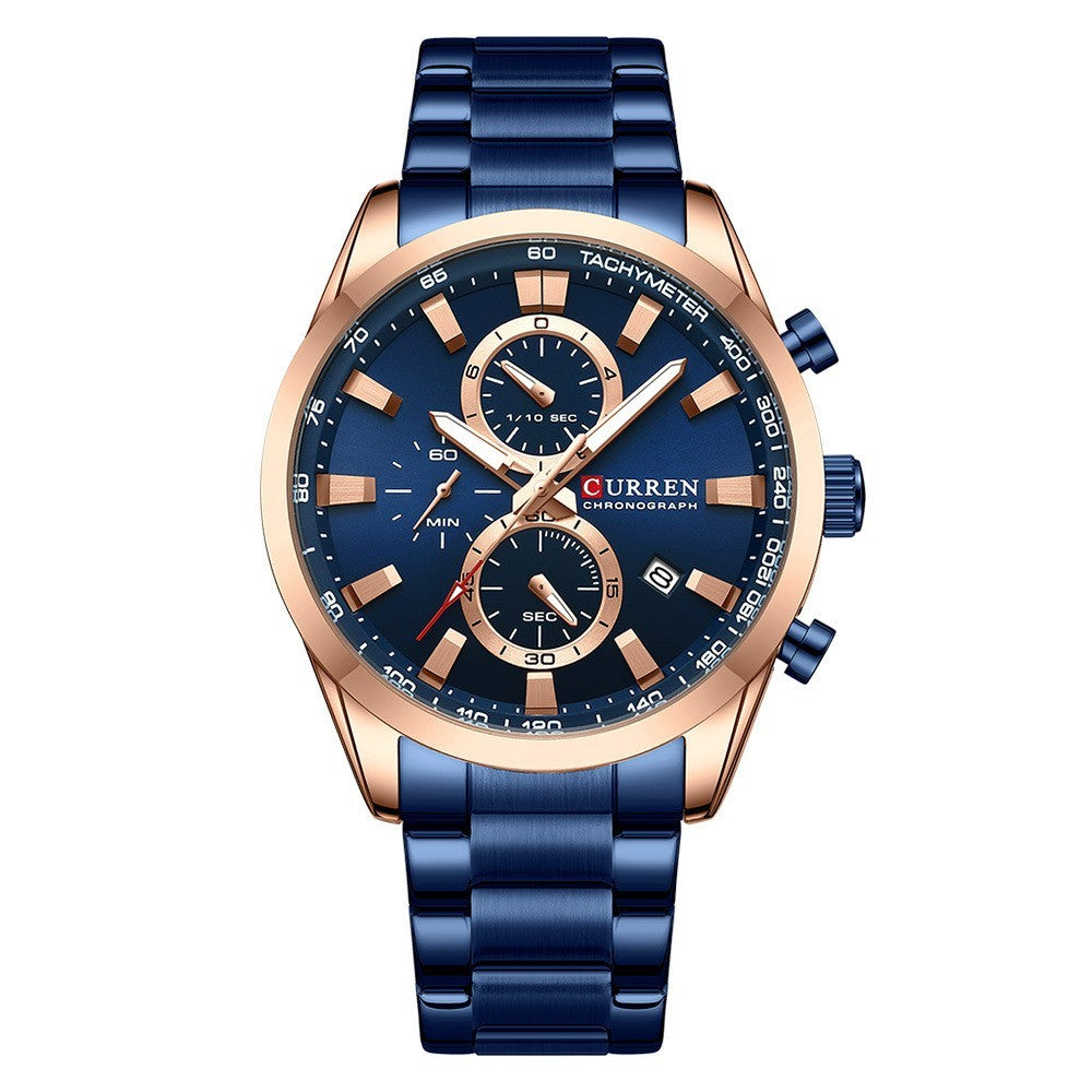 CURREN Luxe merk roestvrij staal sporthorloge heren nieuwe chronograaf polshorloges mode casual datum quartz klok herenhorloge