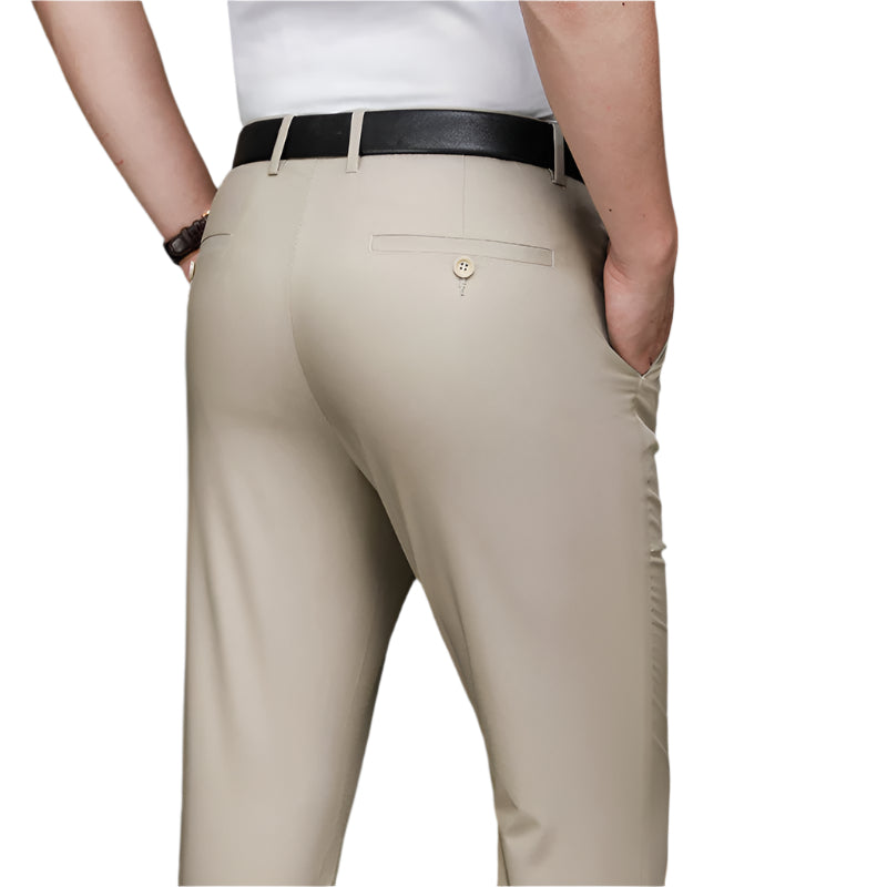 Men's Fashionable Formal Business Casual Pants Solid Color High Elasticity Long Straight Pants Men's Casual Formal Pants