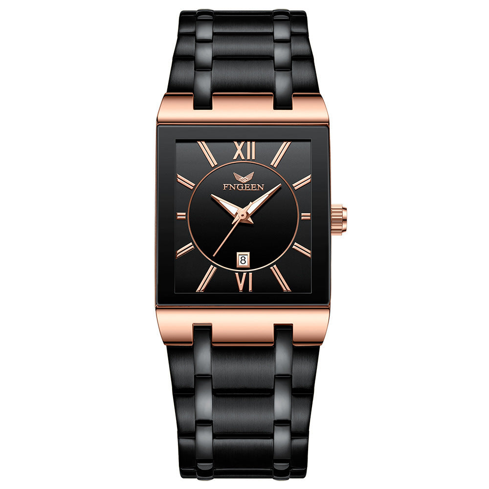 Men's Square Waterproof Band Calendar Quartz Watch