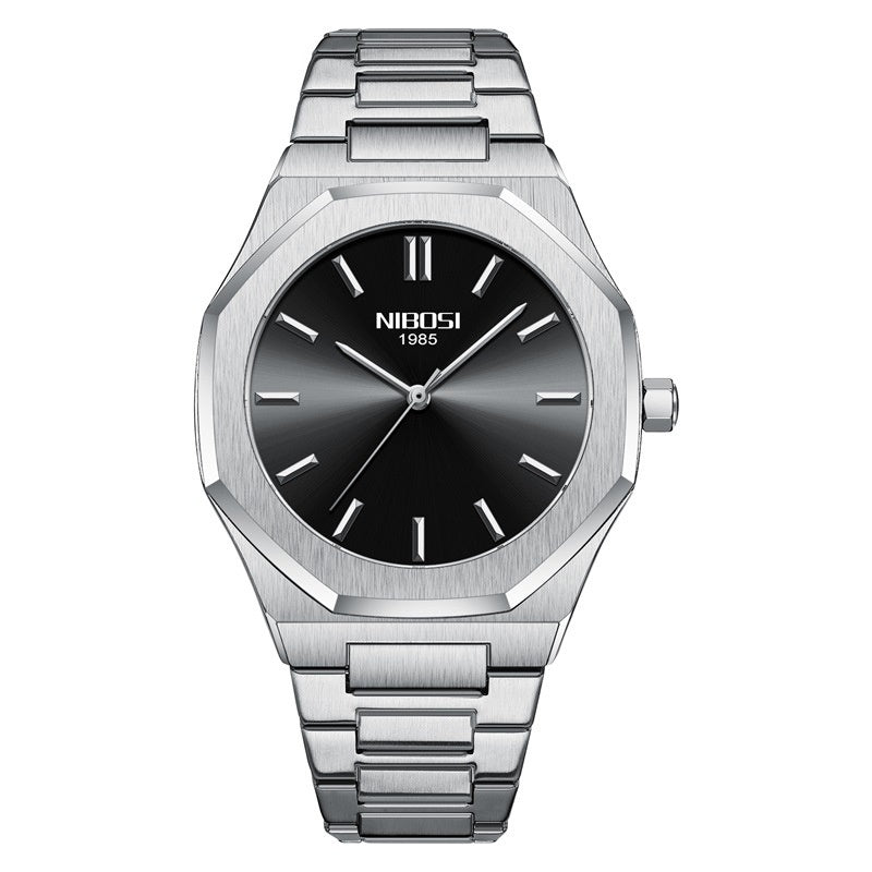NIBOSI 2520 Stainless Steel Watch with Japanese Movement Back Chronograph Formal Men's Watch