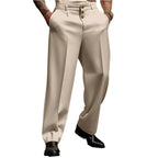 Men's Fashionable Casual Business Formal Wear Pants Button Solid Color Loose Straight Comfortable Men's Formal Pant - Acquisti Online