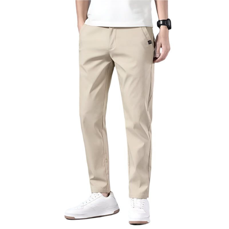 Heren modieuze zakelijke casual formele broek effen kleur polyester dun recht micro elasticiteit heren casual broek