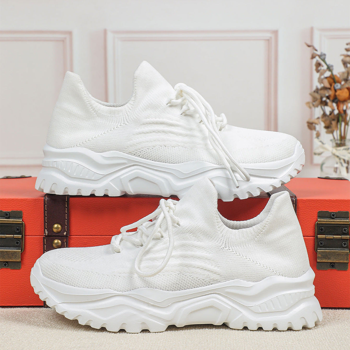 Summer And Autumn Plus Size Sports Breathable Flyknit Fashion Sock Shoes - Acquisti Online