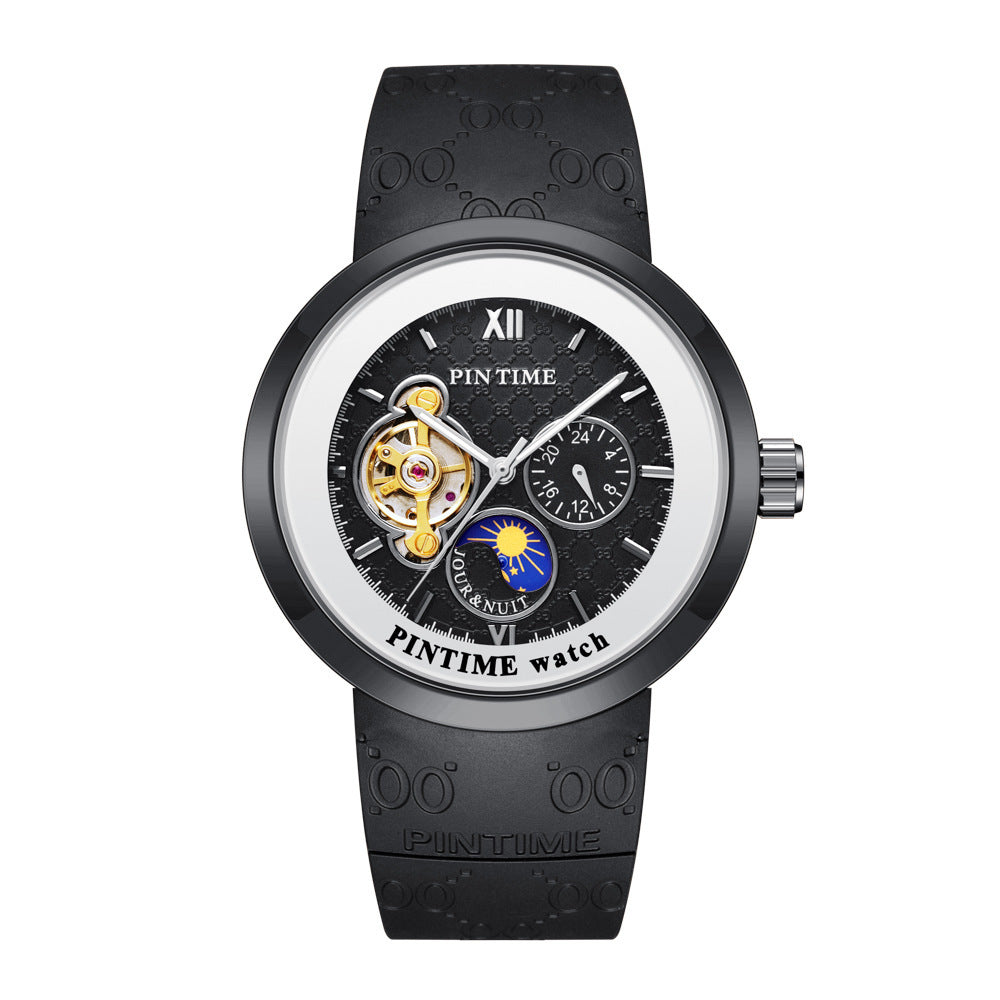 Orologio meccanico automatico da uomo a tre indicatori, impermeabile