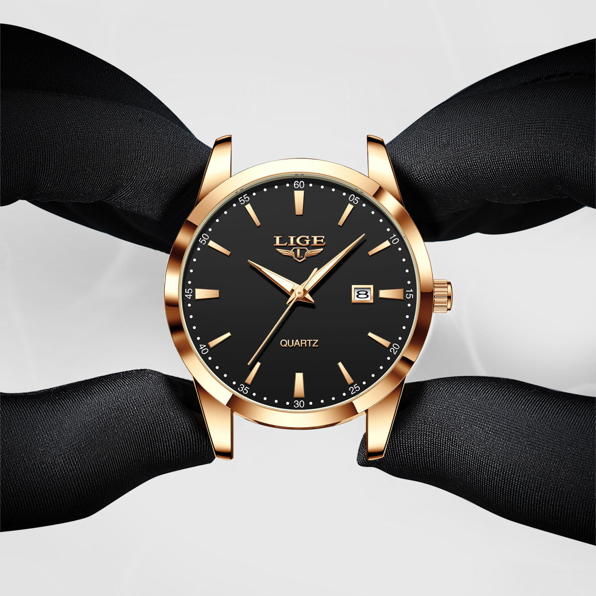 LIGE Men's Chronograph Watch Fashion Men's Wristwatches Charm Leather Strap Luxury Quartz Watches