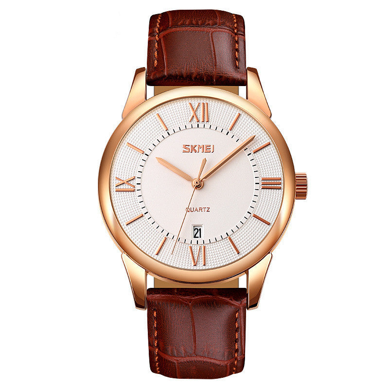 Orologi da polso da uomo Skmei al quarzo, impermeabili, in acciaio inossidabile, con cinturino in pelle originale, di lusso, impermeabili