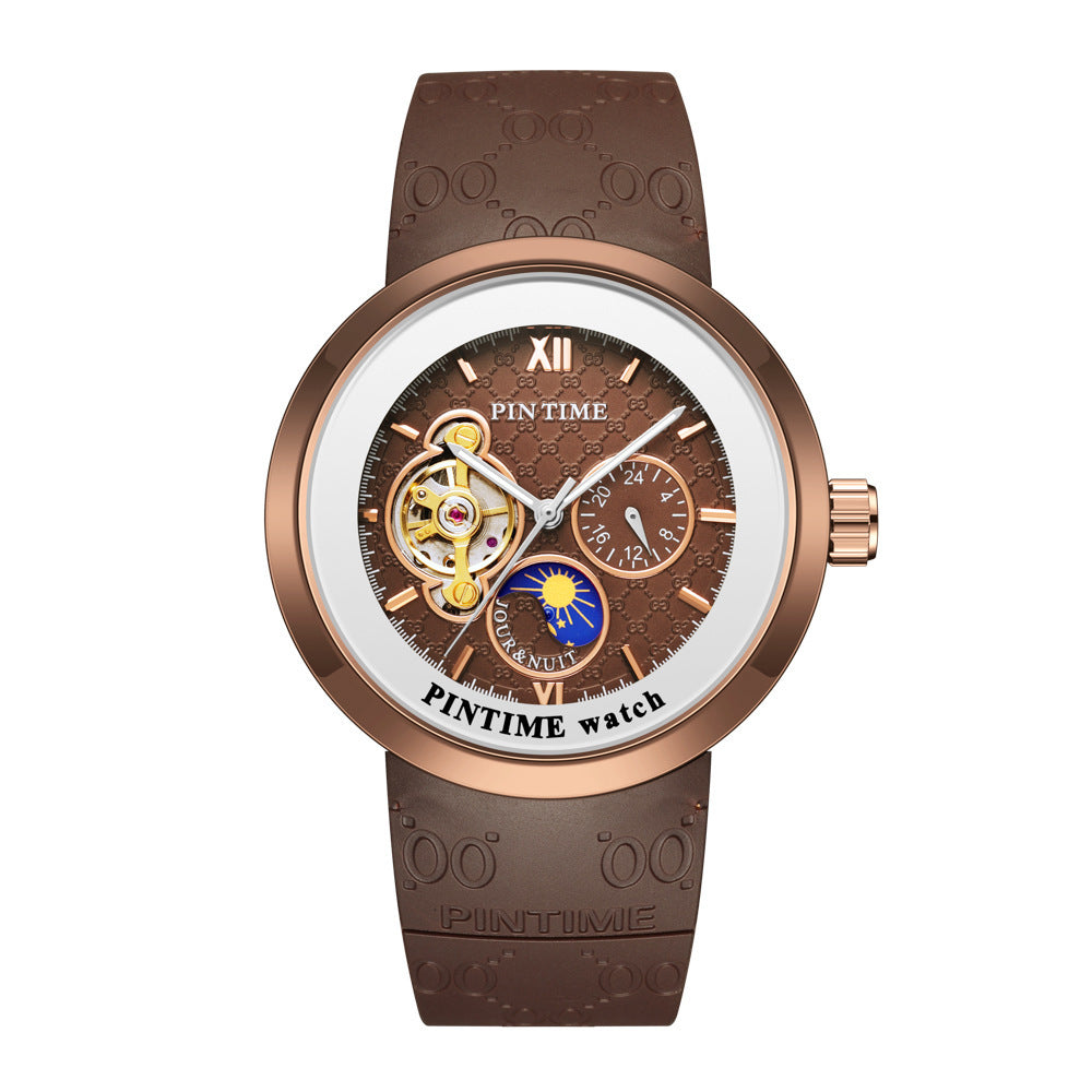 Orologio meccanico automatico da uomo a tre indicatori, impermeabile
