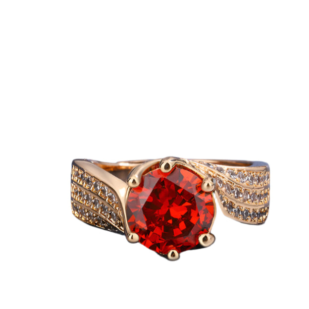 Women's Garnet Zircon Champagne Gold Ring Necklace