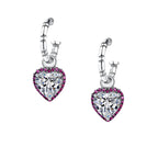 Sterling Silver Peach Heart Set Zircon Personalized Versatile Earrings