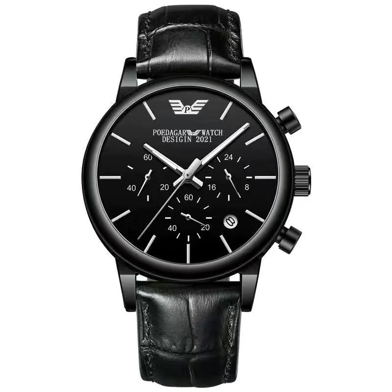 Orologio da uomo casual elegante, multifunzionale, automatico al quarzo, impermeabile, con cinturino in acciaio
