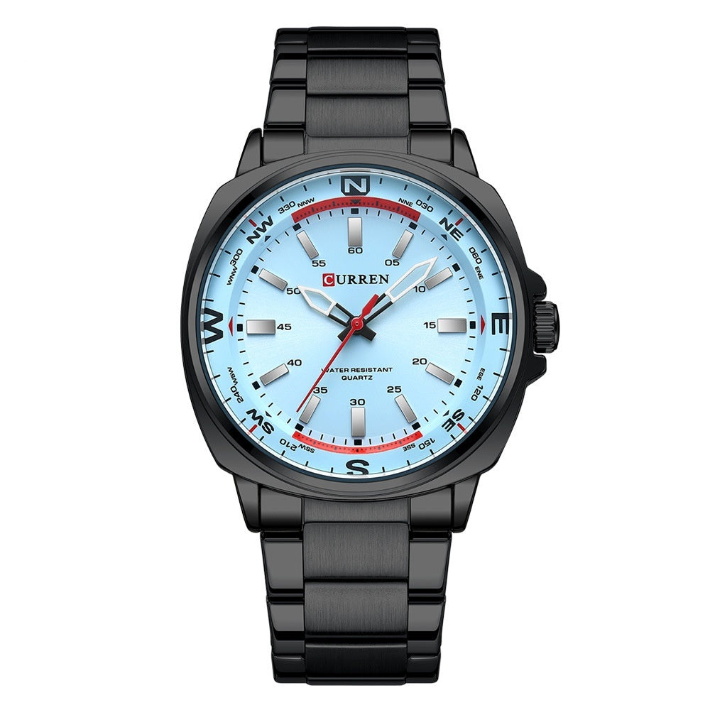 CURREN 8455 Men's Quartz Watch Big Dial Waterproof Stainless Steel Band Casual Business Elegant Watches for Men