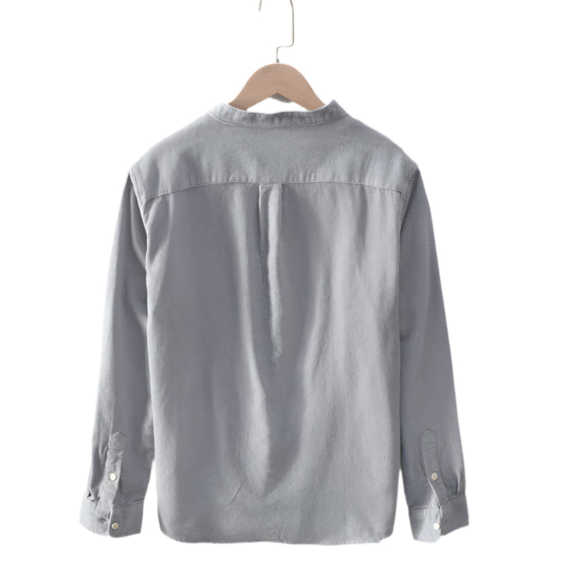 Men's Fashionable Casual Shirt Stand-up Collar Corduroy Shirt Long Sleeve Shirt Cotton Fiber Stylish Men's Shirt