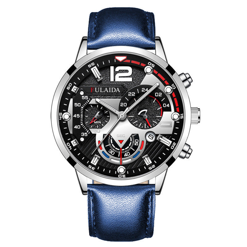 Fashion Men Business Casual Leather Band Watch - Acquisti Online
