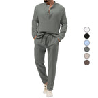 Effen kleur casual T-shirt lange mouwen overhemd broek pak