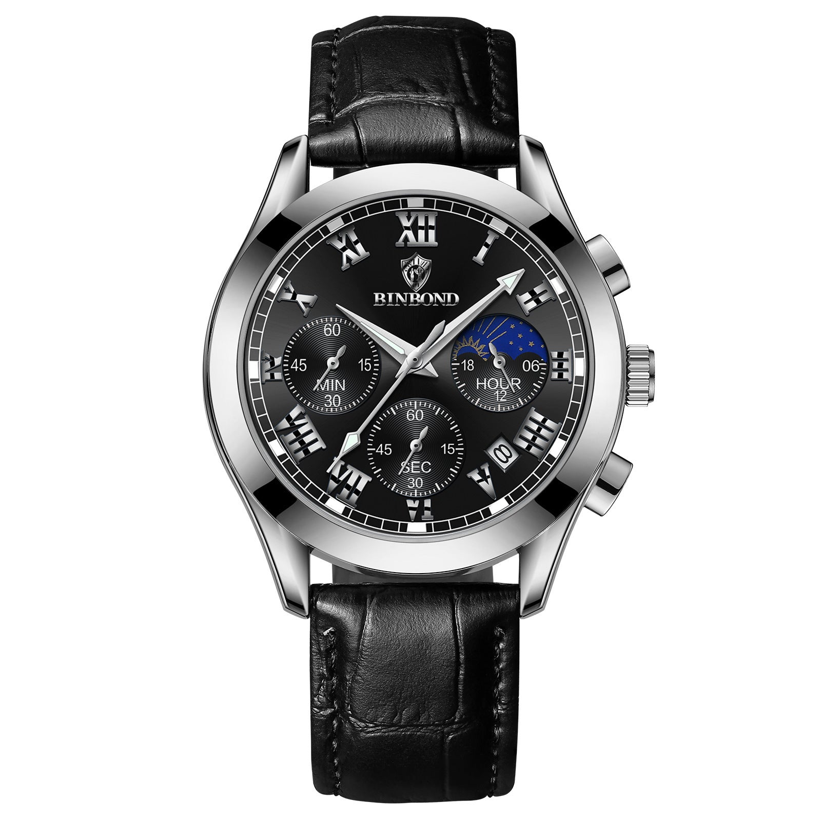 BINBOND Luxury Quartz Watch for Men Fashion Business Calendar Minimalist Wristwatch Sport Leather Watches Man Waterproof Luminous Men's Watch - Acquisti Online