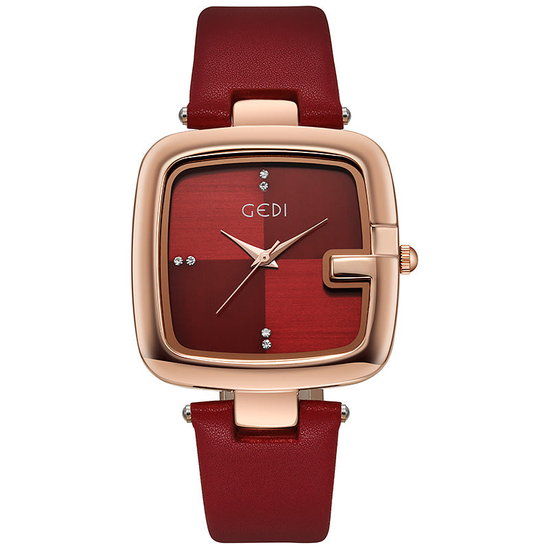 GEDI High-End Women's Quartz Watch Ankela Retro and Simple Design with Leather Band Fashion Trend Quartz Watch