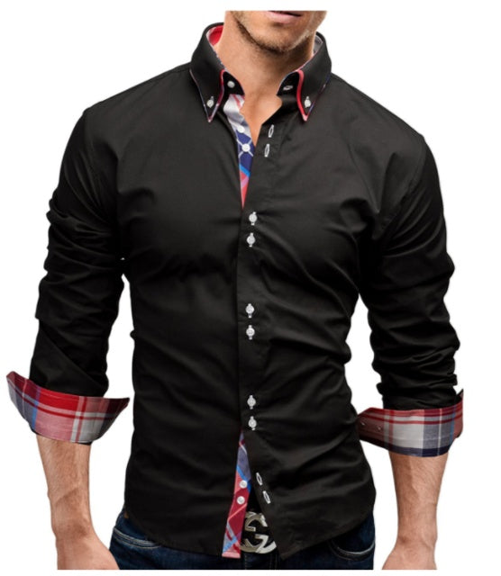 Klassiek mode-innerlijk slim-fit herenoverhemd
