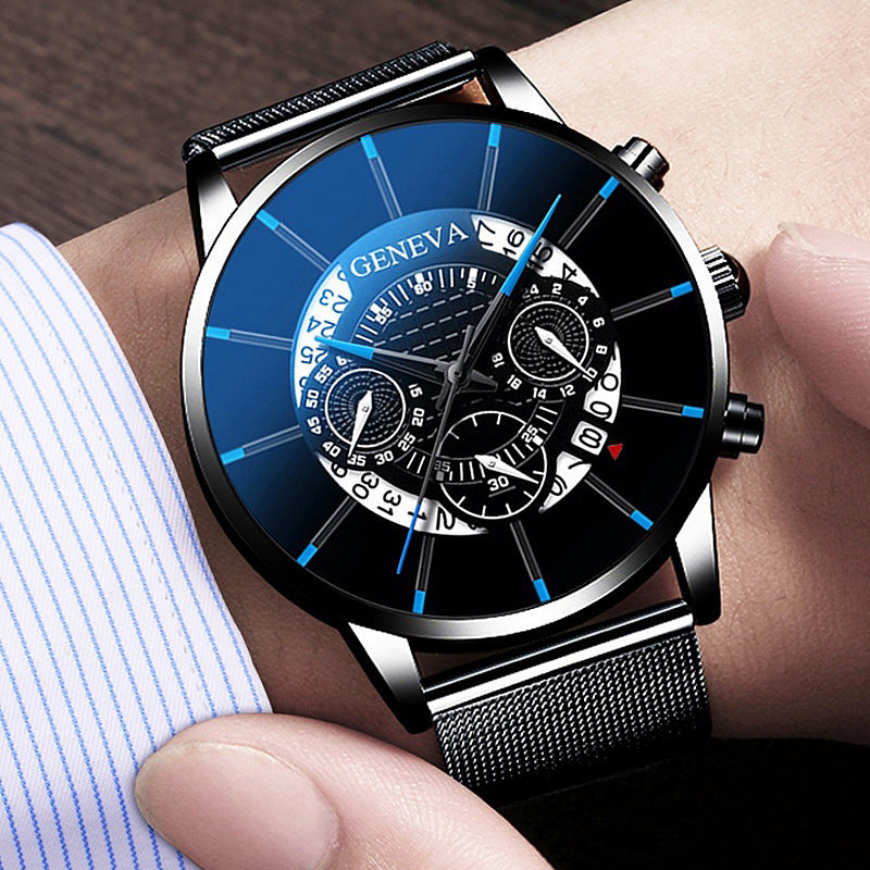 GINEVRA Men's Wrist Watch Military Stainless Steel Casual Date Analog Quartz Watch