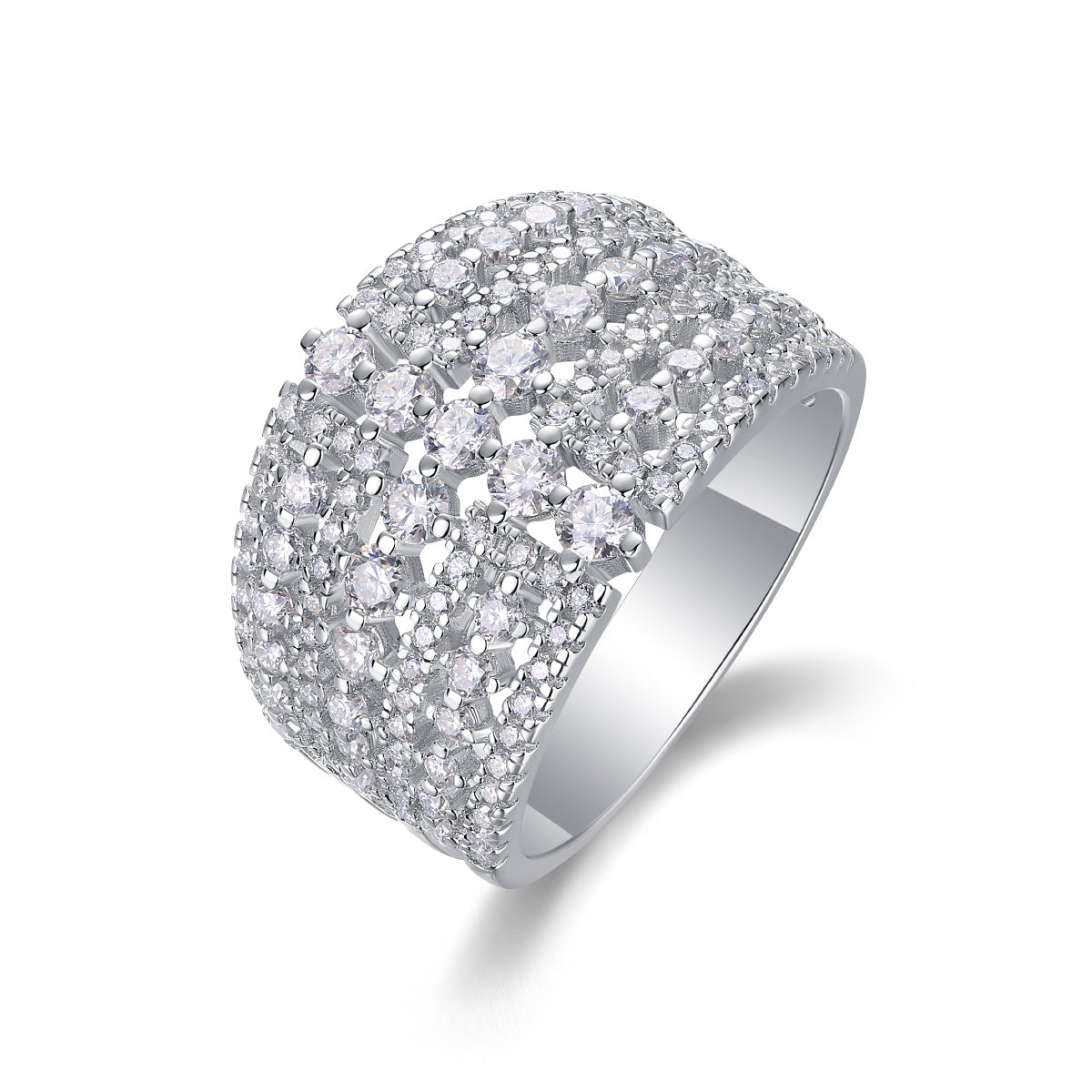 Women's Luxury Silver Ring Light Fine S925 Sterling Silver Moissanite Stones Elegant Sparkling Fashion Women's Ring - Acquisti Online