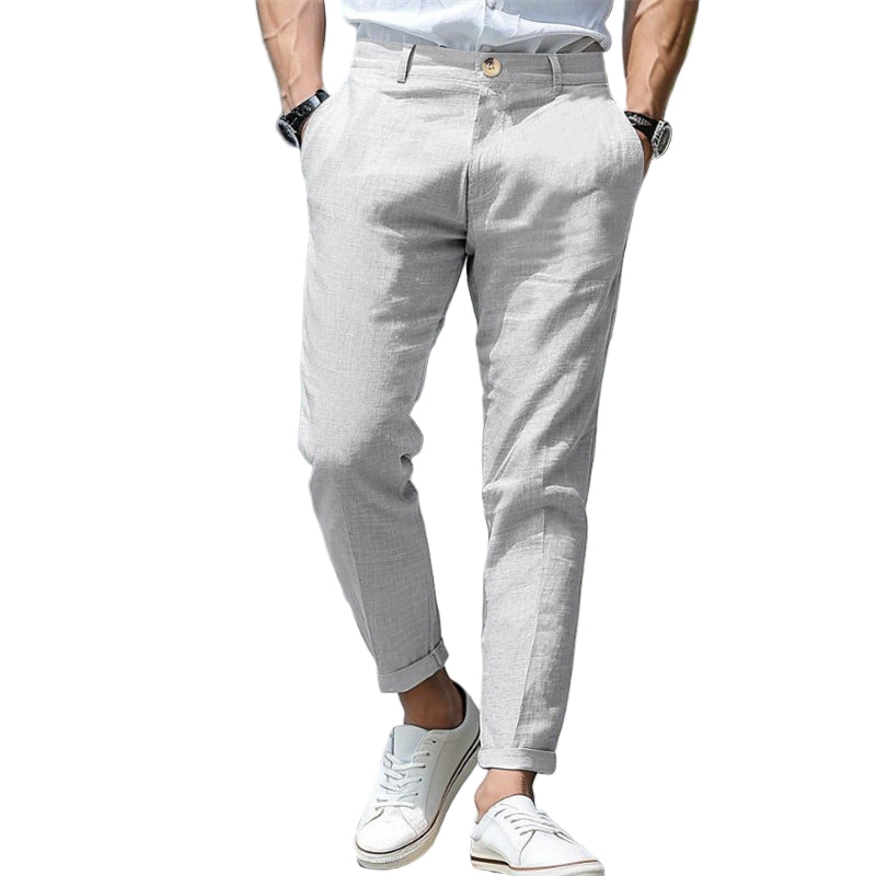 Men's Linen Summer Button Front Slant Pocket Straight-leg pant - Acquisti Online