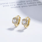 925 Sterling Silver Square Round Full Diamond Earrings Women's