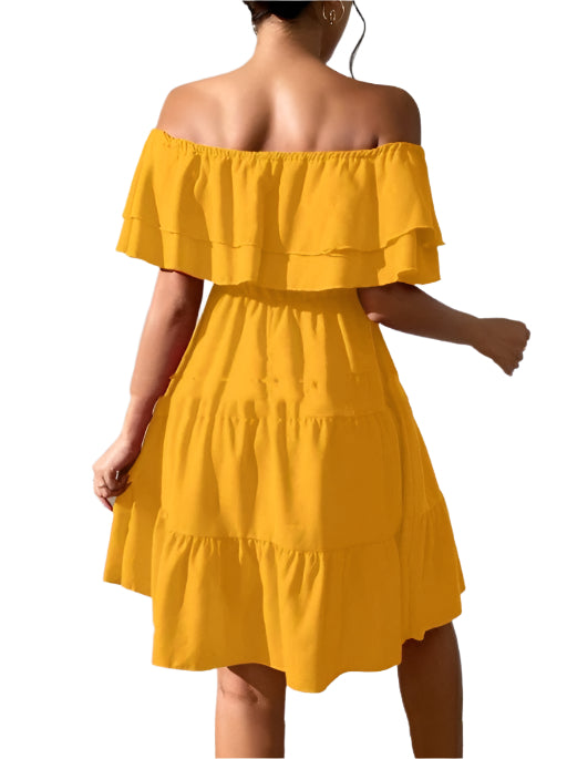 Effen kleur casual damesjurk van gemiddelde lengte, lente en zomer, perfect voor elke outfit