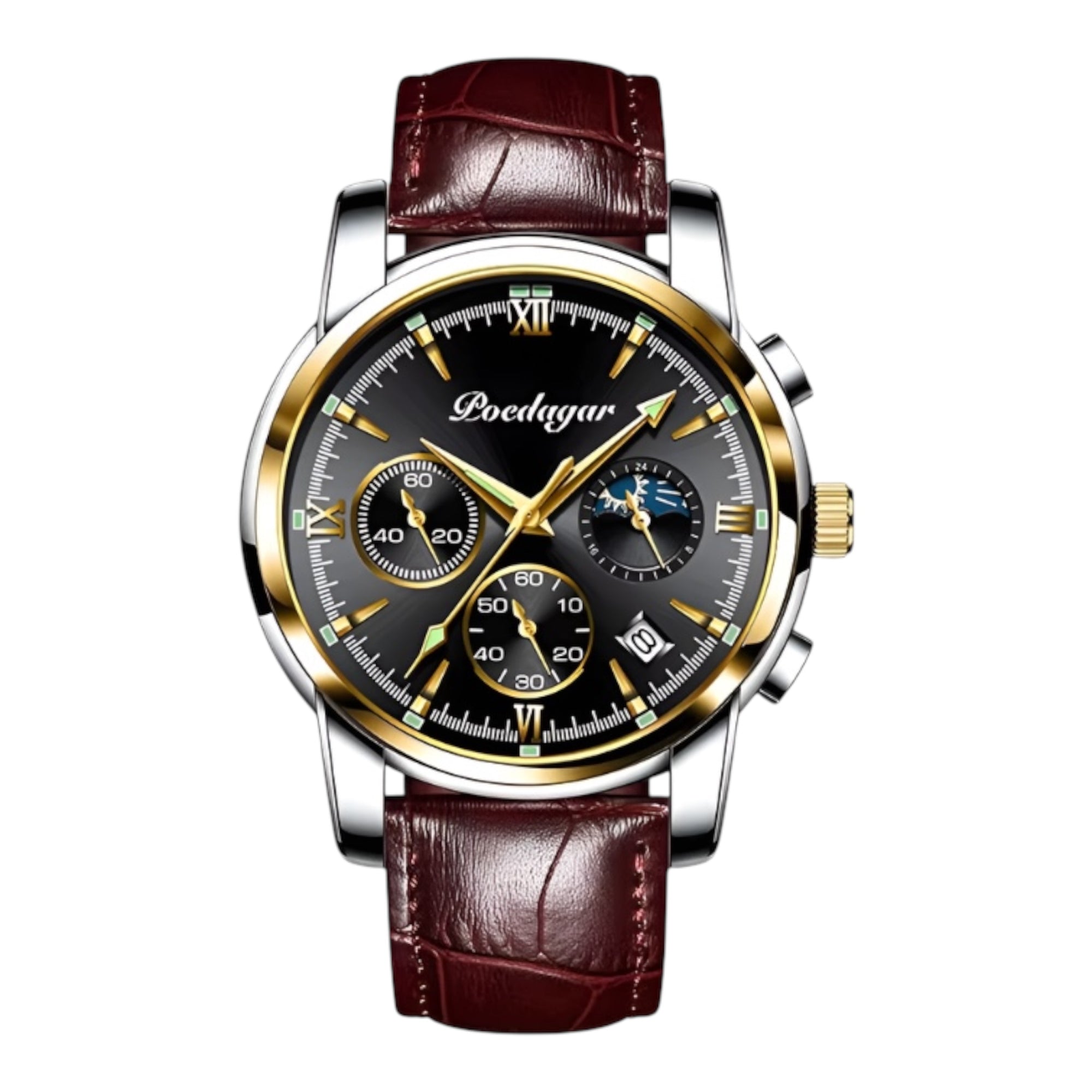 POEDAGAR Luxury Men Casual Watch Waterproof Chronograph Luminous Wristwatches Stainless Steel Men's Quartz Watch