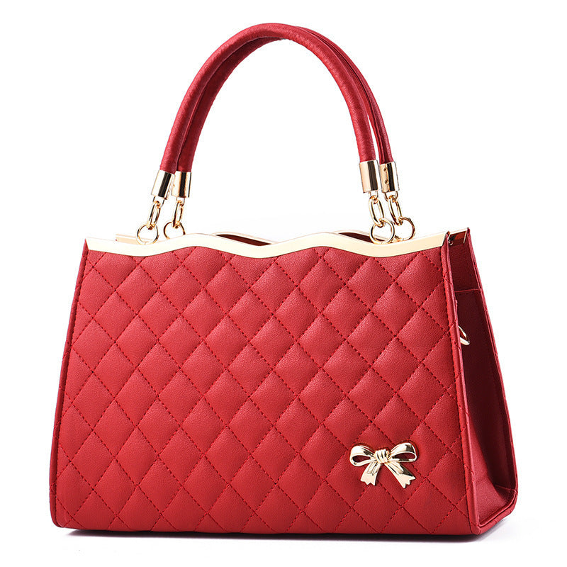 Female Bag Spring New Embroidered Rhombus Ladies Handbag