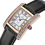 WWOOR Women's Leather Band Square Dial Women Watches Analog Quartz Waterproof Business Wrist Watch