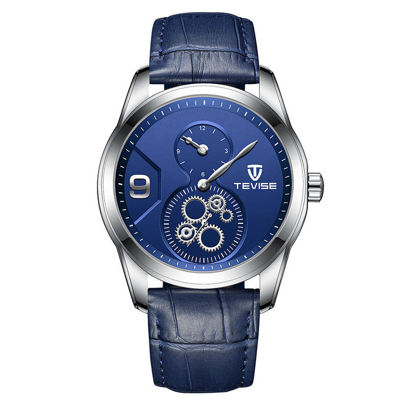 Orologio meccanico automatico da uomo Tevise Luxury Brand con cinturino in pelle originale in acciaio inossidabile, orologio da polso meccanico da uomo
