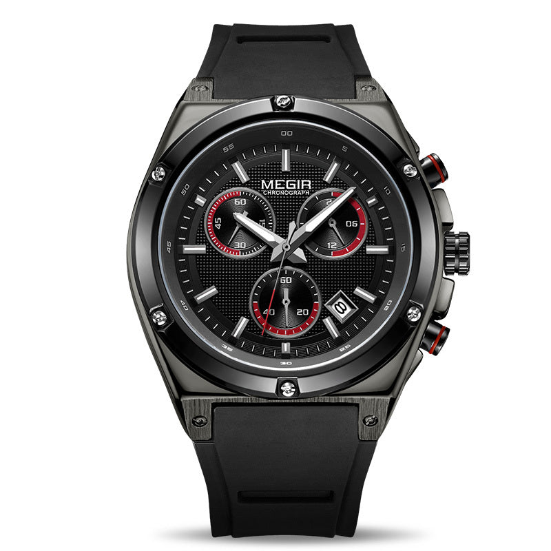 Orologio da uomo alla moda, sportivo, multifunzionale, in silicone