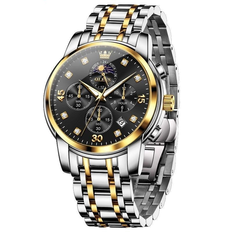 OLEVS Orologi da uomo di lusso con calendario impermeabile, movimento al quarzo, orologio da polso multifunzione