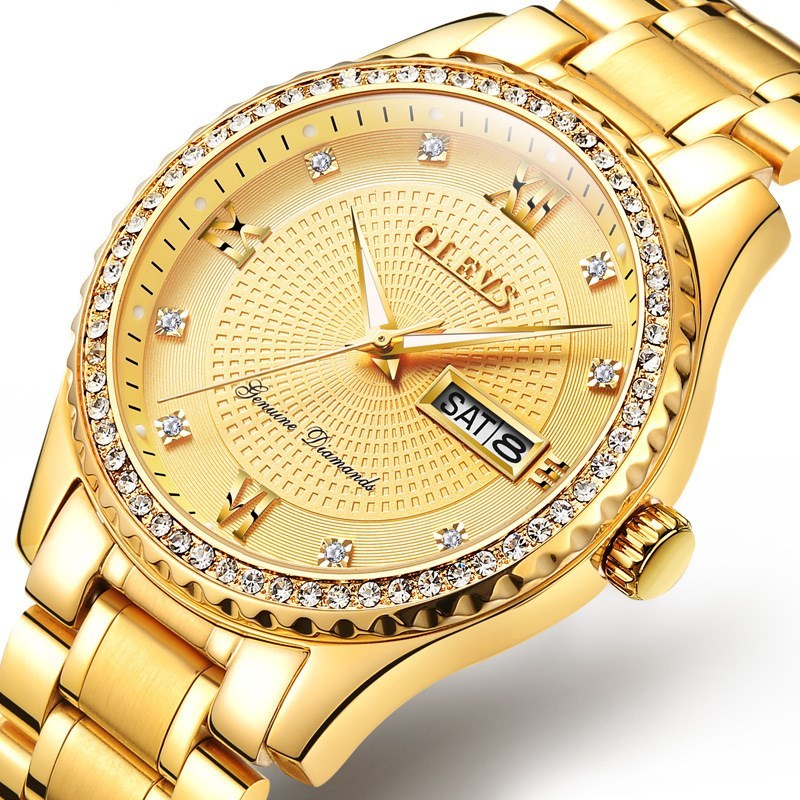OLEVS 6618 Men's Luxury Diamond Crafted WaterProof Quartz Watch Steel Band Date Analog Luminous Men Quartz Watch