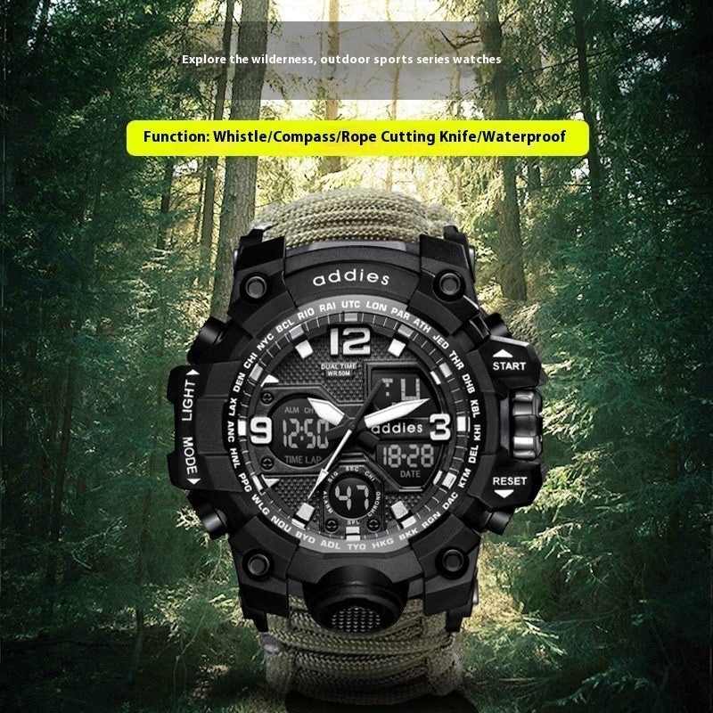 ADDIES Multifunctional Survival Watch Waterproof Military Bracelet Emergency Gear for Camping Hiking Watch