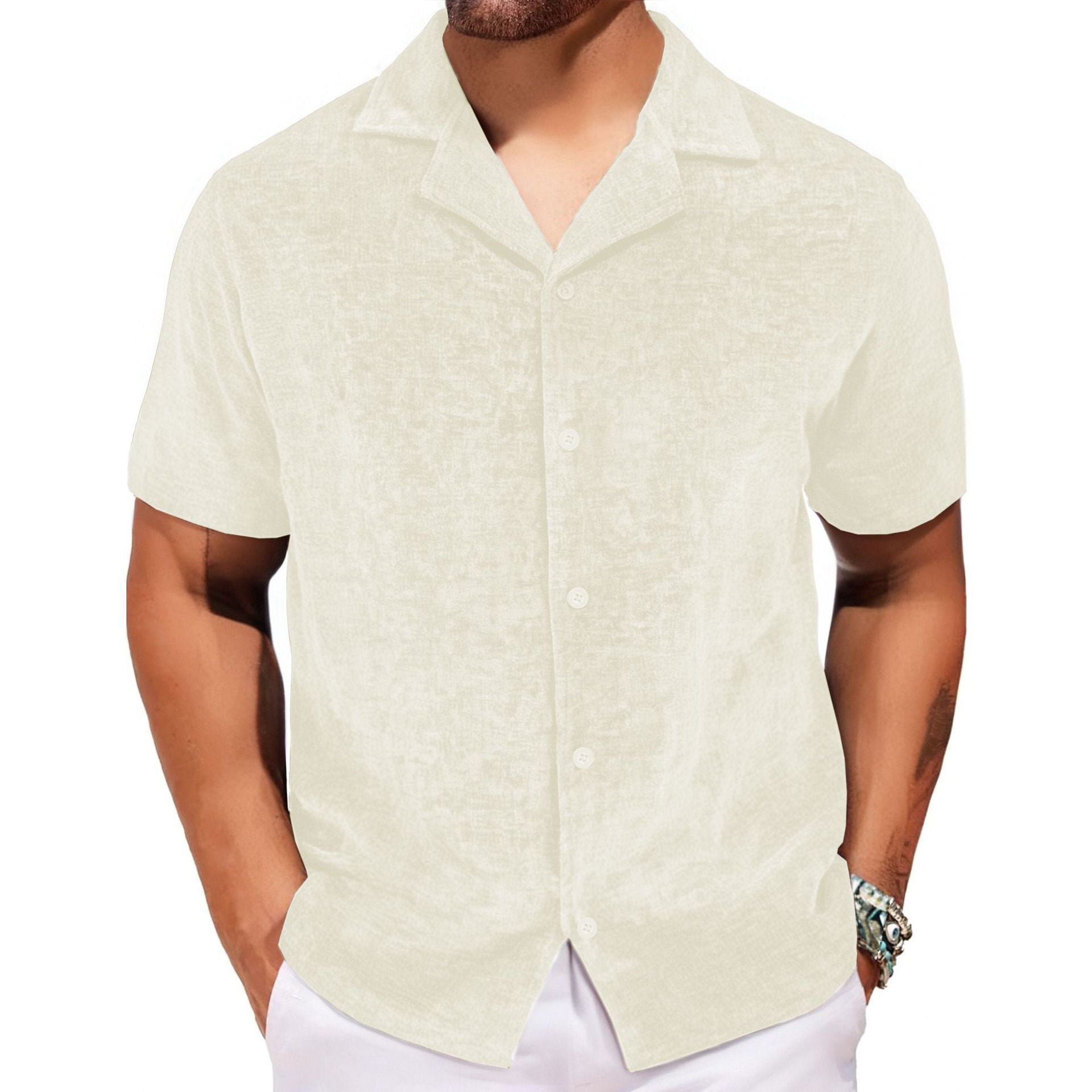 Heren los, trendy overhemd met korte mouwen
