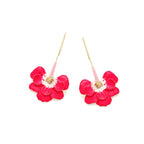Purple Oil Dropping Flower Earrings Exaggerate Long Alloy Flower Earhooks