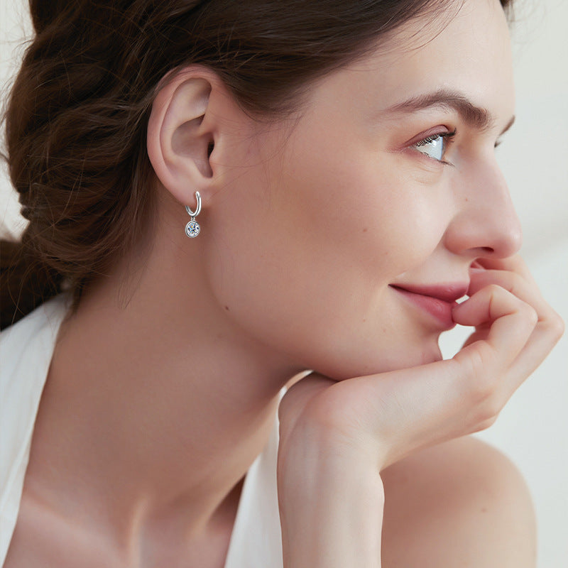 Orecchini di lusso da donna in argento sterling 925 di alta qualità con gancio per l'orecchio, orecchini a cerchio con diamanti e moissanite, orecchini alla moda da donna